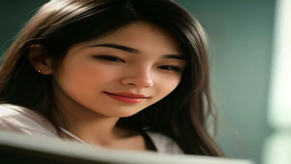 شخص يبتسم وهو يقرأ رسالة على هاتفه في إضاءة جانبية ناعمة